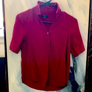 JCrew Burgundy Silk Short Sleeve Button Down